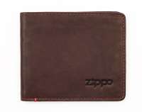 Портмоне ZIPPO, коричневое, натуральная кожа, 11x1, 2x10 см