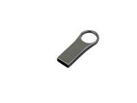 USB-флешка на 16 Гб с мини чипом, компактный дизайн с большим круглым отверстием. , серебро