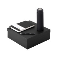 Подарочный набор с блокнотом С2, металлической ручкой и термосом, черный