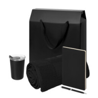 Подарочный набор Welcome Pack Spark, черный (термокружка, ежедневник, ручка, плед, коробка-пакет)