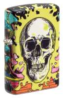 Зажигалка ZIPPO Skull Design с покрытием Glow In The Dark Green, латунь/сталь, разноцветная38x13x57 мм