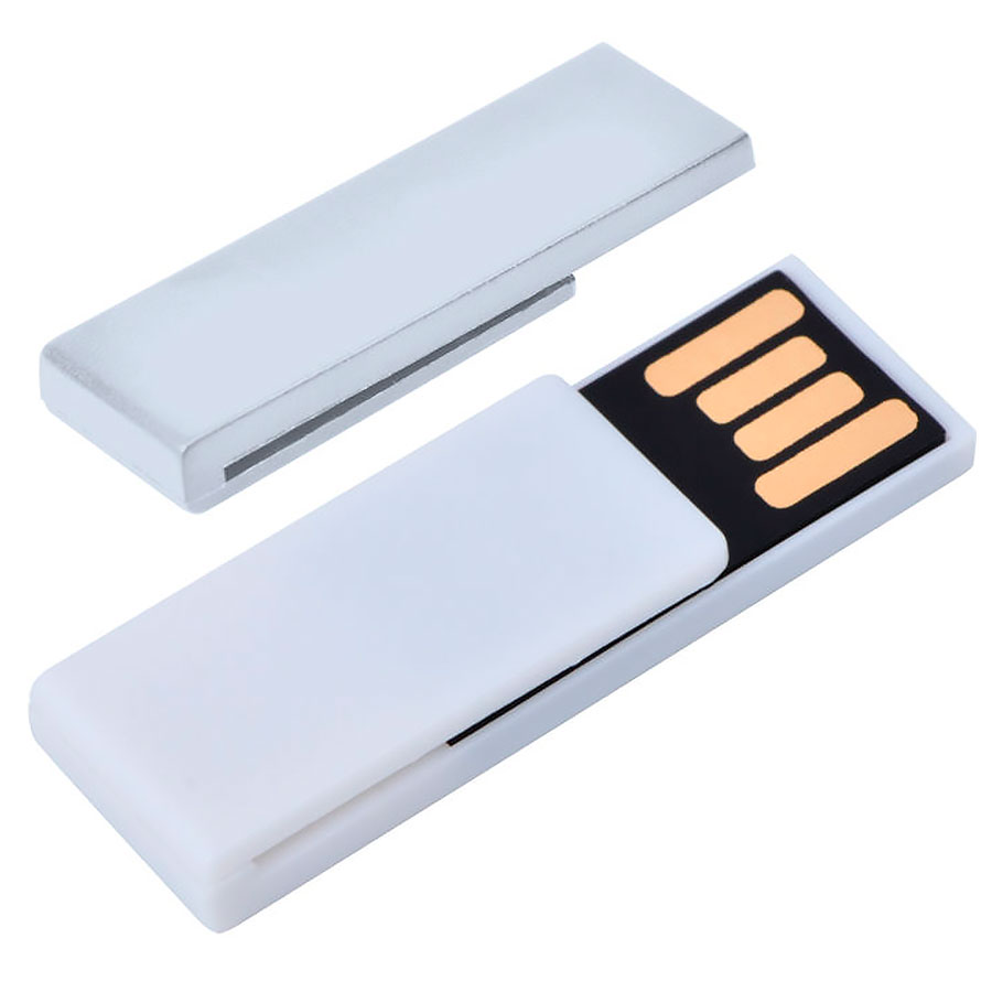 USB flash-карта "Clip" (8Гб), белая, 3, 8х1, 2х0, 5см, пластик
