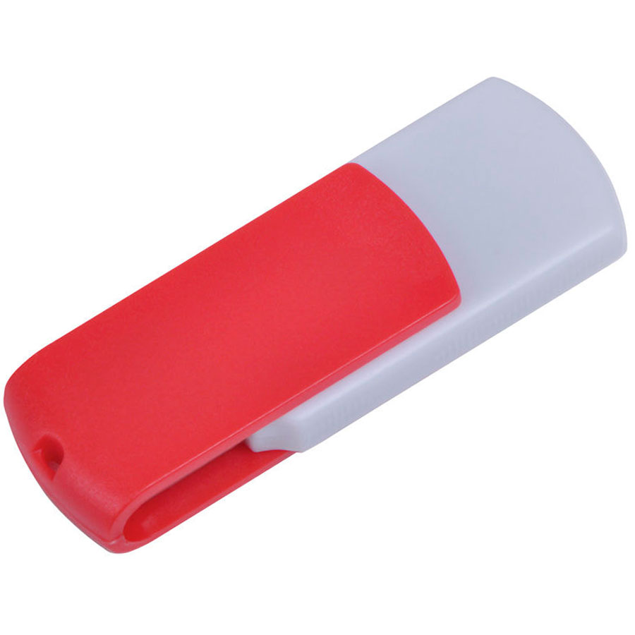 USB flash-карта "Easy" (8Гб), белая с красным, 5, 7х1, 9х1см, пластик