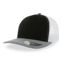 Бейсболка "SONIC", 6 клиньев, пласт. застежка, черно-серый с бел, осн. ткань, 100% хлопок, 280 г/м2