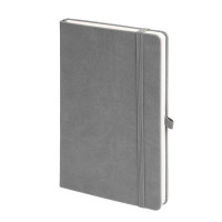 Бизнес-блокнот "Justy", 130*210 мм, серый, твердая обложка, резинка 7 мм, блок-линейка