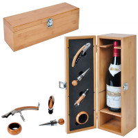 Футляр для бутылки с винными принадлежностями (4 предмета); 36х11, 5х12 см; дерево, металл