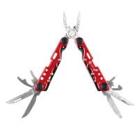 Мультитул Stinger, 105x40 мм, 13 функций, сталь, красно-серебристый, в комплекте нейлоновый чехол