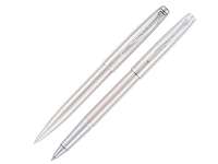 Набор Pierre Cardin PEN&amp; PEN: ручка шариковая + роллер. Цвет - серебристый. Упаковка Е. 