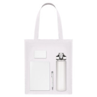 Подарочный набор Welcome Pack, белый (бутылка, ежедневник, ручка, ЗУ, шоппер)