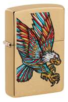 Зажигалка ZIPPO Tattoo Eagle с покрытием Brushed Brass, медь/сталь, золотистая, матовая, 38x13x57 мм